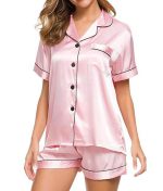 Sponeed Women's Short Sleeve Top with Shorts Sleepwear