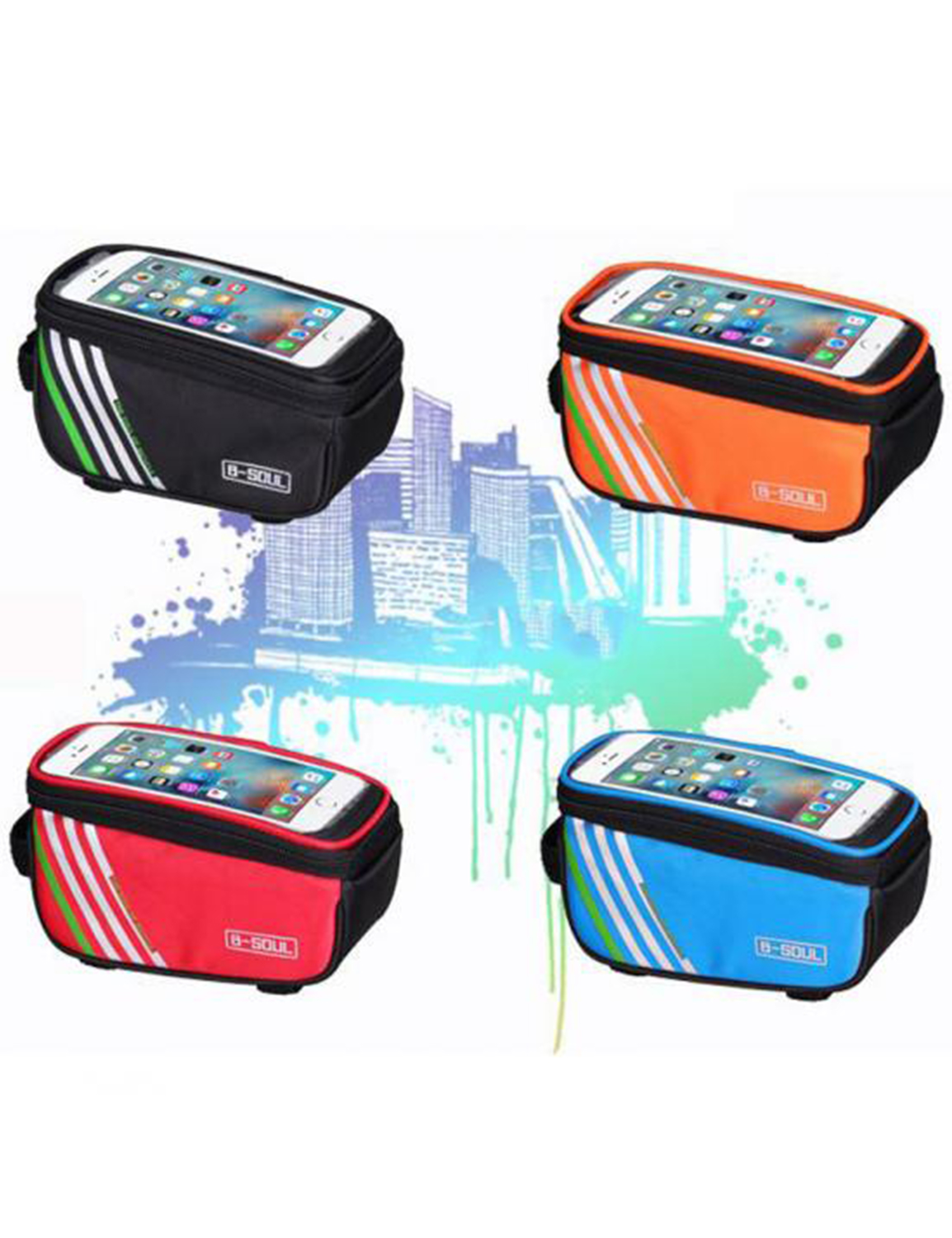 Cycling Bags-zsgb019 (1) Bike Bag with Waterproof Touch Screen Phone Case Size 5.5 Inches - Image 1