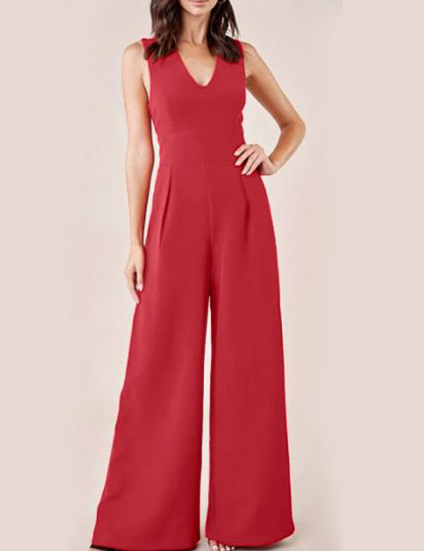 Jumpsuit JUMPSF003-0 (3) Sponeed Women's Casual Summer V-neck Sleeveless Jumpsuit - Image 1