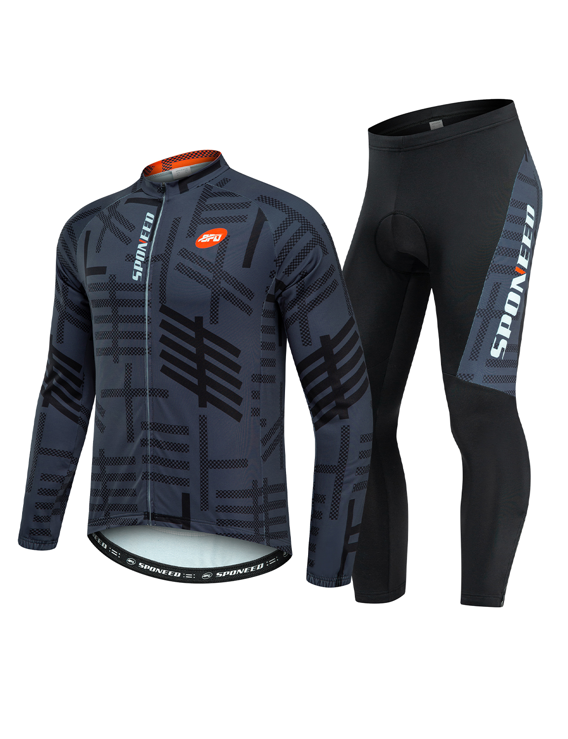 Long Sleeve Cycling Clothing Set-QXFM5NL077-0 (1) Sponeed Men’s Long Sleeve Bike Riding Outfits Including Padded Pants for Mountain and Road Cycling - Image 1