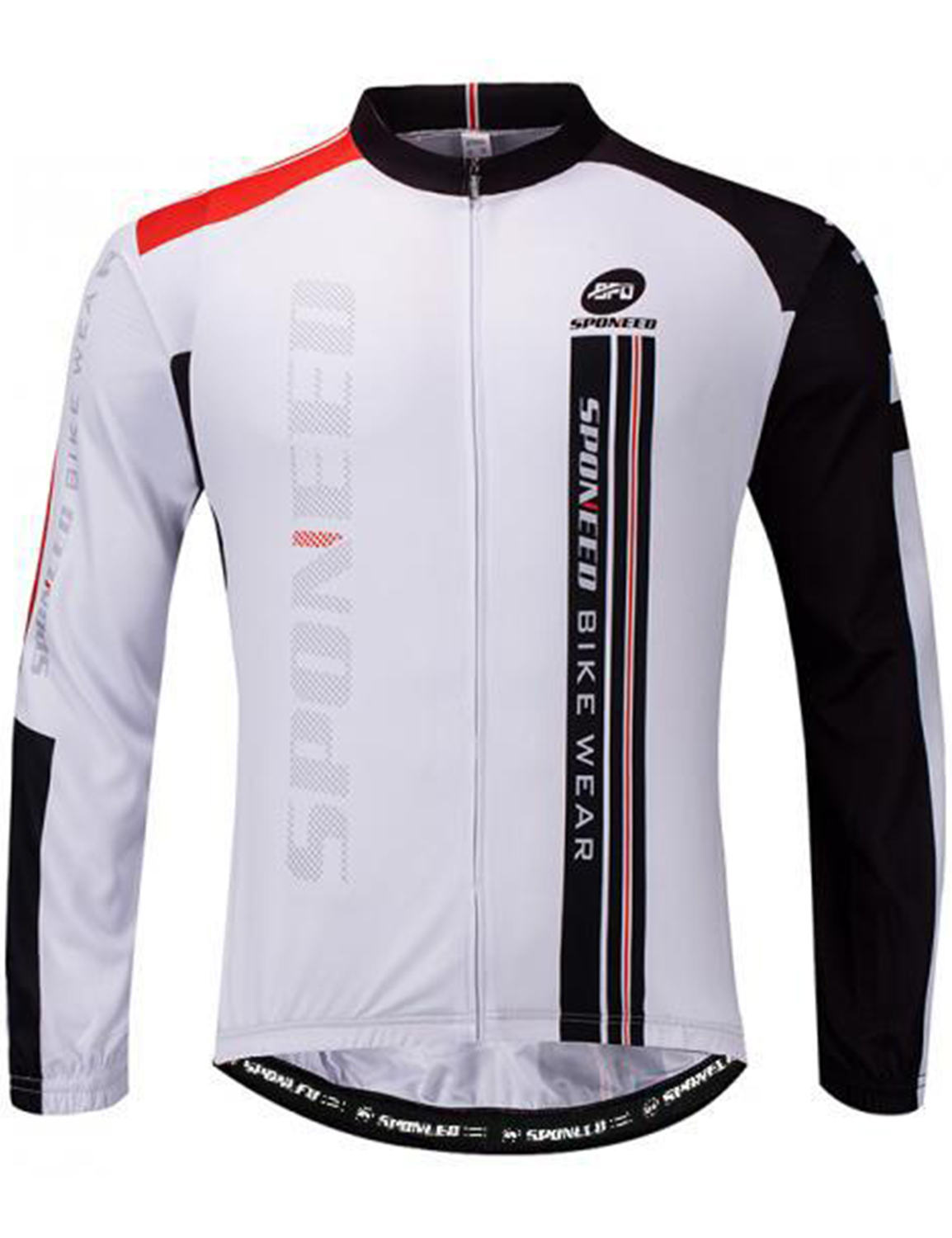 Long Sleeve Cycling Jersey-QXFM5NL006-1 (1) Men's Long Sleeve Bike Reflective Full Zip Bicycle Shirts Pockets - Image 1