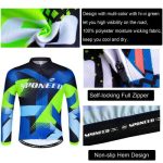Men's Long Sleeve Bike Reflective Full Zip Bicycle Shirts Pockets - Image 4