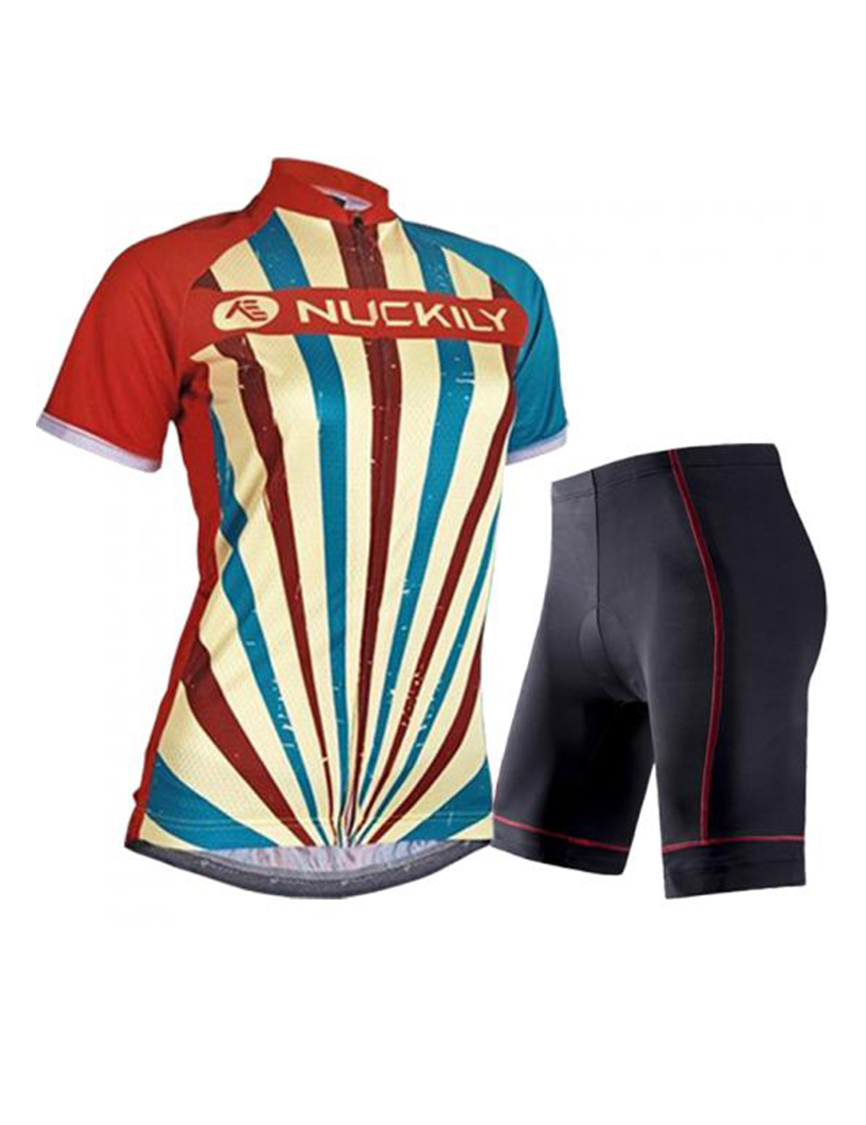 Short Sleeve Cycling Clothing Set-QXFF5NS014-0 (6) Womens Quick Dry Biking Clothing Padded Cycle Shorts Anti-bac - Image 1