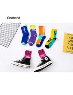 Sponeed Woman Socks Letter Striped Cotton Colorful Fashion Casual Sport Socks - Image 2