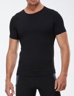 Sponeed Men's Black Crewneck Running Workout Shirt Sports Jersey