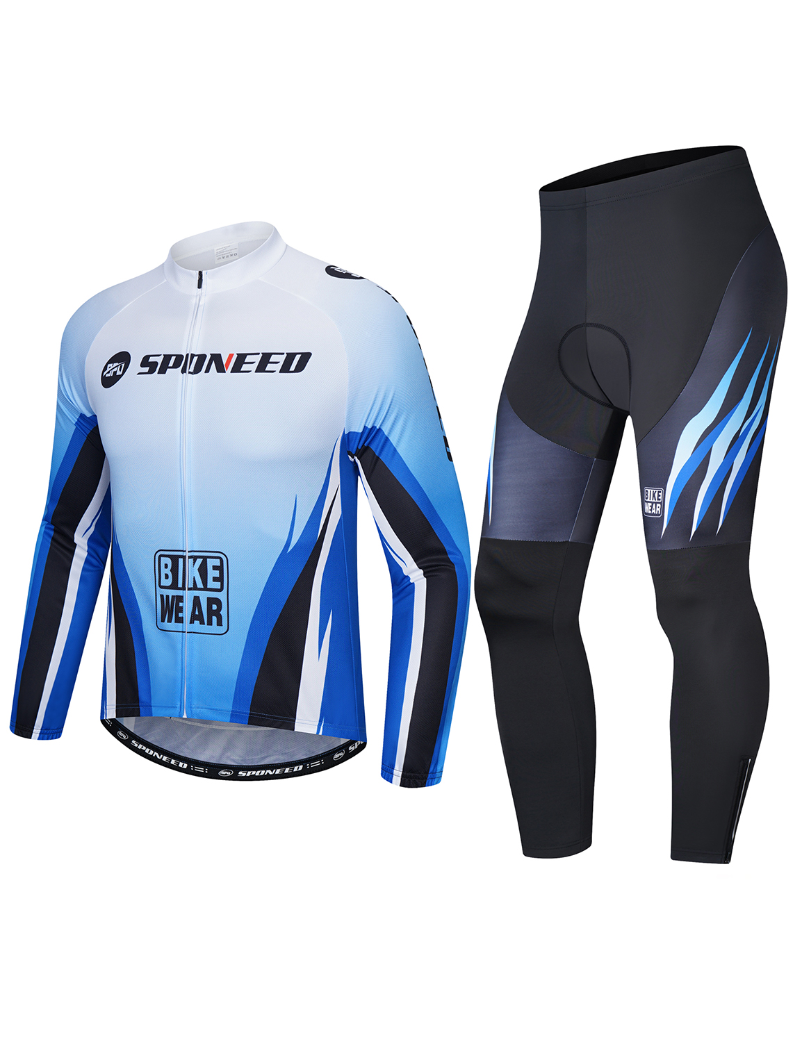 QXFM5NL031-0 (1) Sponeed Men’s Long Sleeve Bike Riding Outfits Including Padded Pants for Mountain and Road Cycling - Image 1