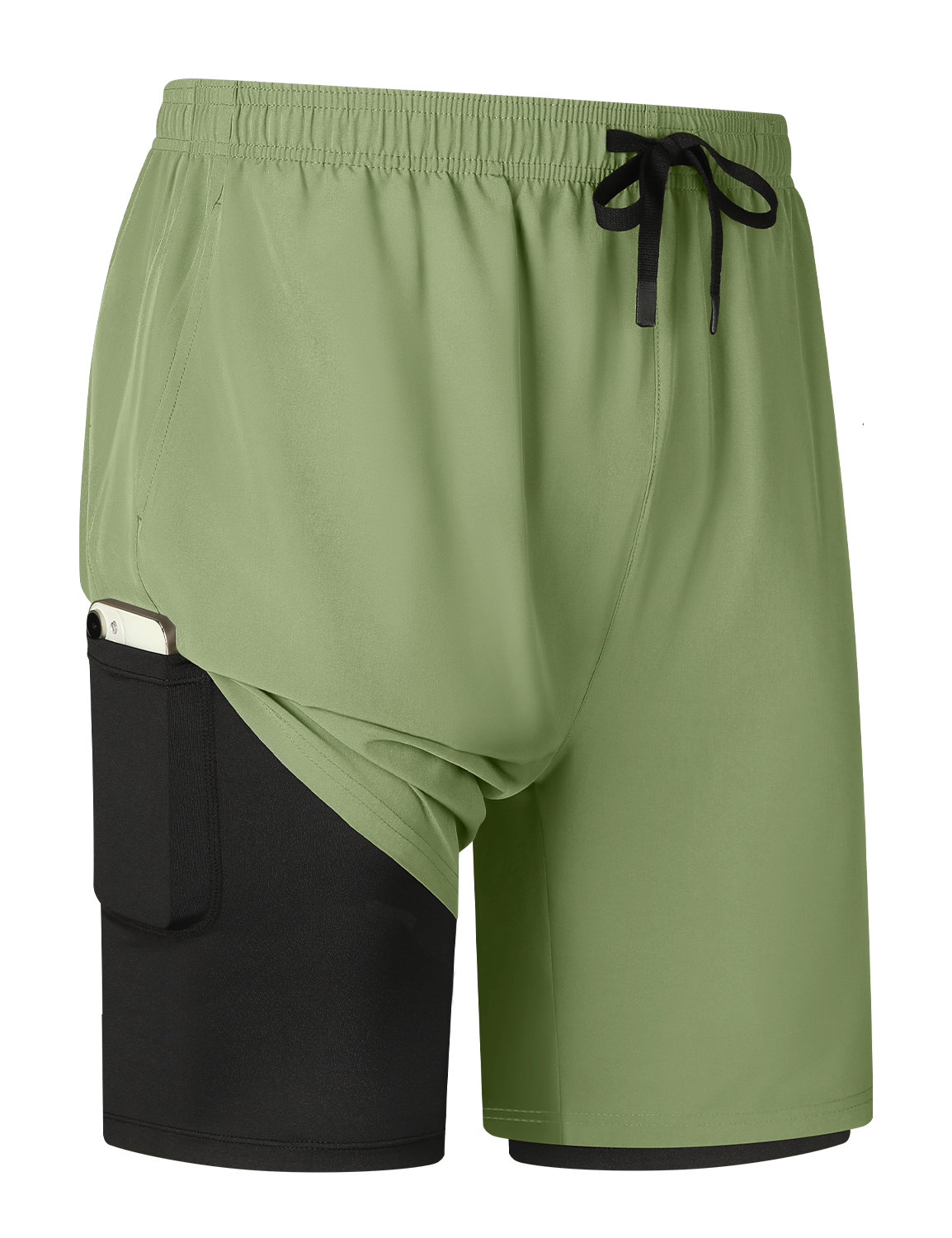 YDDKM5NS001-2-LG Men's 2-in-1 Athletic Running Shorts with Pockets, Quick-Dry Lightweight for Gym Training & Outdoor Sports, 7" Athletic Workout Shorts - Image 1