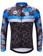 Men's Long Sleeve Bike Reflective Full Zip Bicycle Shirts Pockets