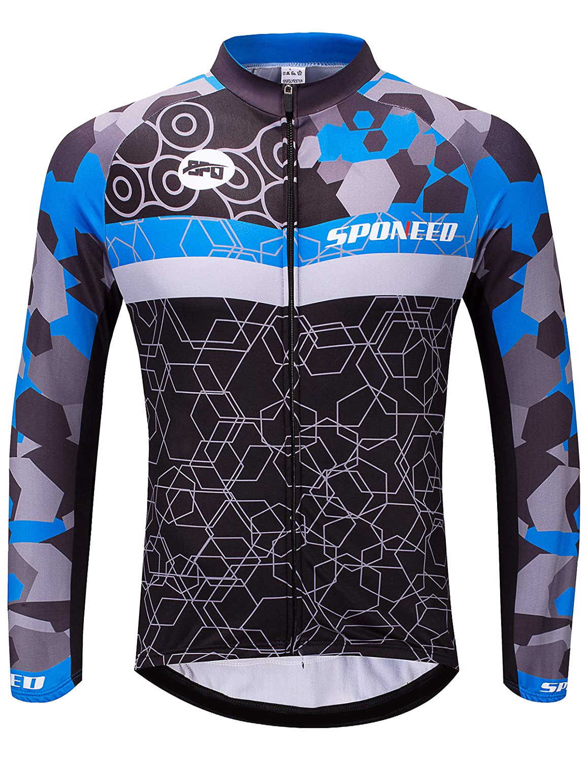 mens cycling long sleeve Jersey50-1 Men's Long Sleeve Bike Reflective Full Zip Bicycle Shirts Pockets - Image 1