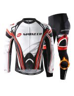 Fleece Men's Cycling Jersey Suits Windproof Bike Shirt Trousers