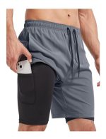 Men's 2-in-1 Athletic Running Shorts with Pockets, Quick-Dry & Lightweight for Gym & Outdoor Workouts, 7" Athletic Sport Training Shorts for Men - Image 2