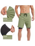 Men's 2-in-1 Athletic Running Shorts with Pockets, Quick-Dry Lightweight for Gym Training & Outdoor Sports, 7" Athletic Workout Shorts - Image 4