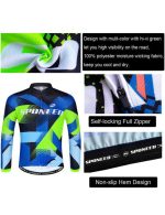 Men's Long Sleeve Bike Reflective Full Zip Bicycle Shirts Pockets - Image 5