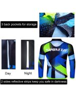 Men's Long Sleeve Bike Reflective Full Zip Bicycle Shirts Pockets - Image 6