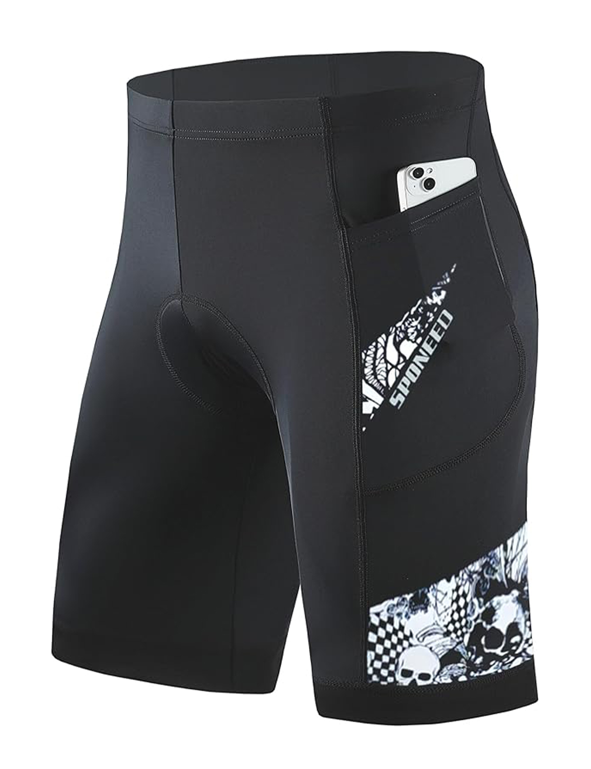 QXFM5NS004-BM-2 (1) Sponeed Men's Cycling Shorts Padded with Pockets Bicycle Riding Pants Bike Biking Clothes Cycle Wear Tights - Image 1